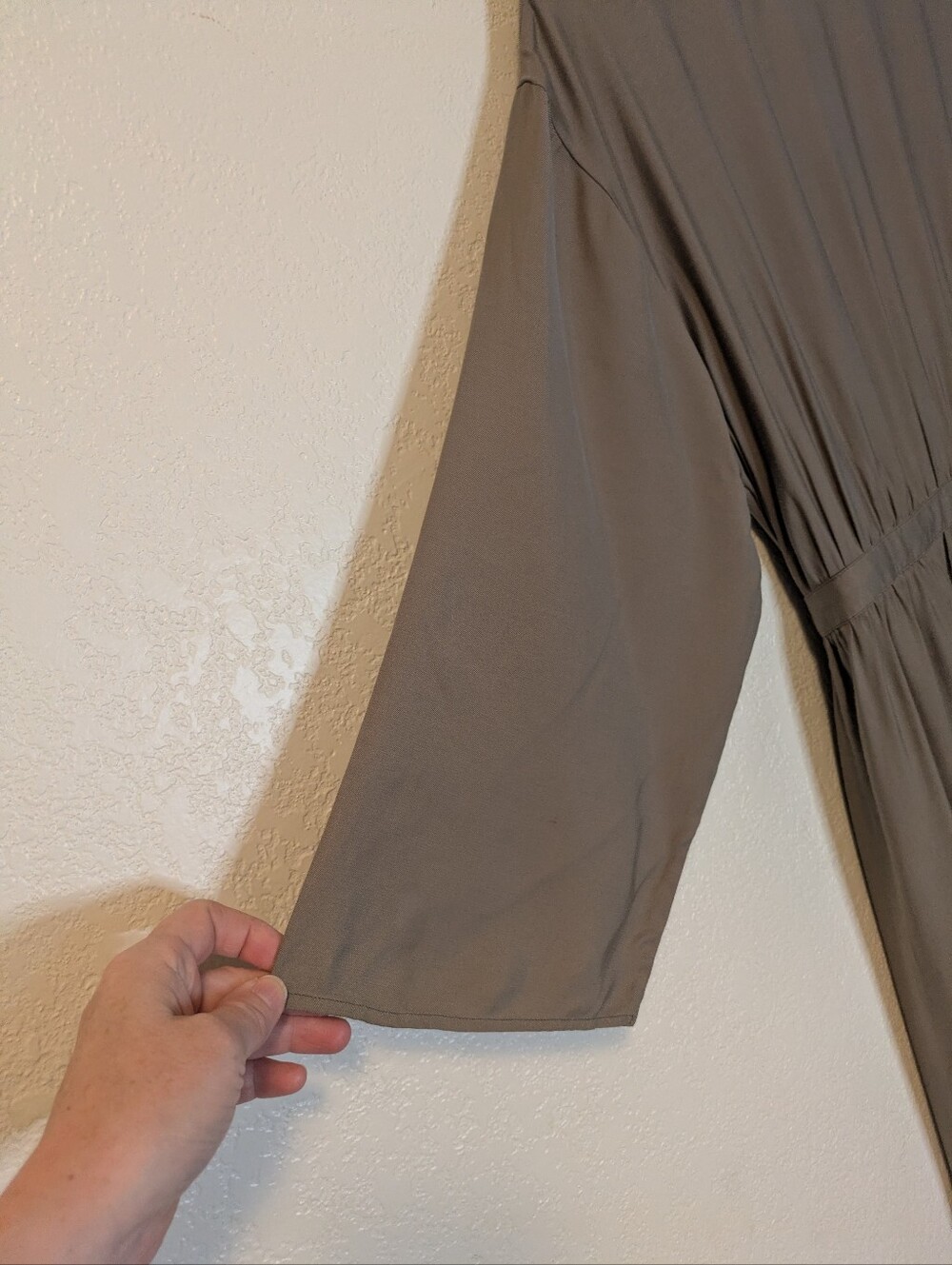 Uniqlo Taupe Wrap Midi Dress with Waist Tie - Picture 9 of 9